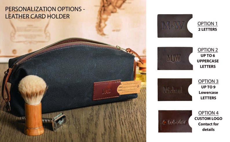 Personalized Groomsmen Gift, Graduation Gift: Mens Travel Toiletry Bag, Folding Waxed Canvas Dopp Kit for Him, Made in USA image 7