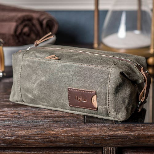 Personalized Waxed Canvas Dopp Kit: Expandable Toiletry Bag - Etsy