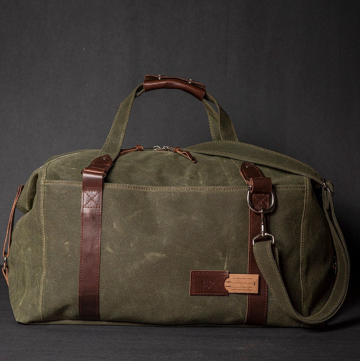 Waxed Canvas Duffel Bag Personalized Weekender for Men Etsy