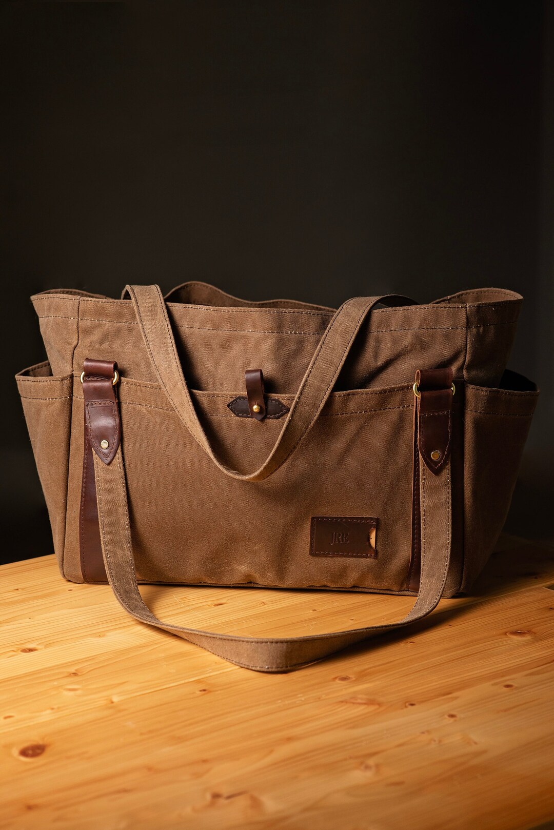 Personalized Waxed Canvas Diaper Bag Large Travel Tote Bag Etsy