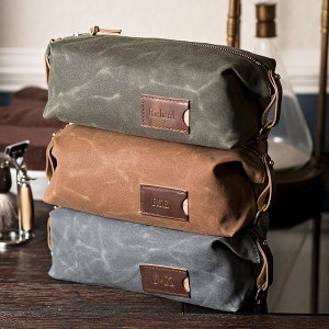 Personalized Waxed Canvas Dopp Kit: Folding Toiletry Bag for Men, Monogrammed Christmas Gift for Him, Made in USA image 7