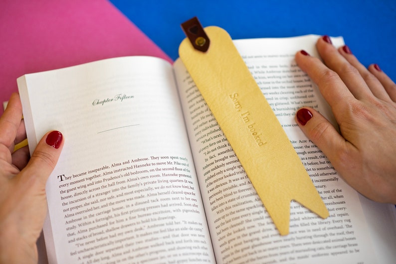 Personalized Gift: Custom Leather Bookmark Gift for Book Lovers, Leather Anniversary for Her, Birthday Gift, Father's Day, Handmade in USA image 3