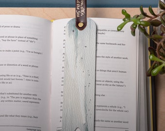 Personalized Leather Bookmark - Sea Art Bookmark, Gift for Book, Art, Sea, Beach, Surf Lover, Leather Anniversary, Birthday Gift for Him