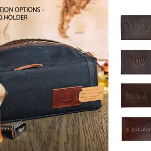 Personalized Toiletry Bag for Men with Pockets: Folding Waxed Canvas Dopp Kit, Graduation Gift for Him, Made in USA Black