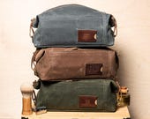 Personalized Groomsmen Gift: Waxed Canvas Travel Toiletry Bags, Folding Dopp Kits with Compartments, Classy Groomsmen Gifts, Made in USA