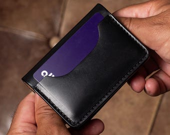 Cartera de cuero para hombre, personalizada, tarjetero delgado de cuero plegable, regalo de cumpleaños para él, para su esposo o para su hermano.
