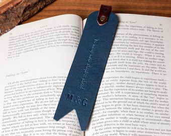 Personalized Custom Leather Bookmark - Leather Anniversary Gift For Him and Her, Gift for Book Lovers, Birthday Gift, Handmade in USA