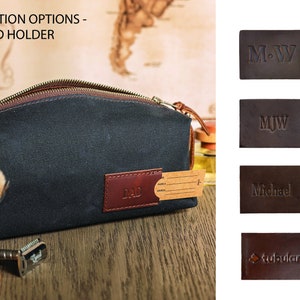 Personalized Waxed Canvas Dopp Kit: Folding Toiletry Bag for Men, Monogrammed Christmas Gift for Him, Made in USA Black