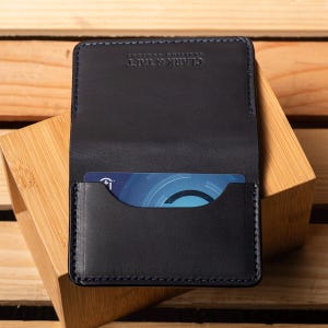 Cartera de cuero personalizada, cartera plegable de cuero para hombre, tarjetero fino de cuero, cartera cosida a mano, regalo para él, regalo para hijo imagen 5