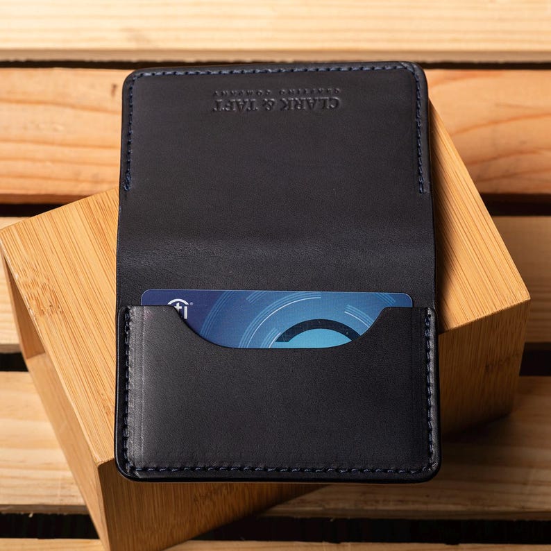 Cartera de cuero personalizada, cartera plegable de cuero para hombre, tarjetero fino de cuero, cartera cosida a mano, regalo para él, regalo para hijo imagen 5