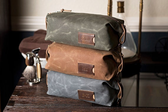 Groomsmen Gift Bag Canvas Toiletry Bag Waxed Canvas Dopp Kit Bag