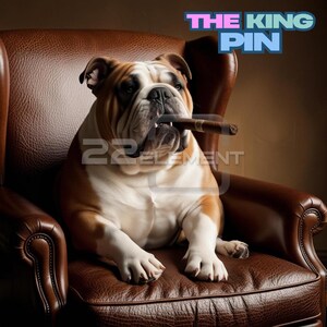 The King Pin English British bulldog with a cigar digital download pdf png files