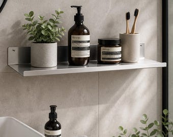 Étagère murale en acier inoxydable avec rebord – étagère métallique de style loft pour cuisine, salle de bain, salon, différentes dimensions