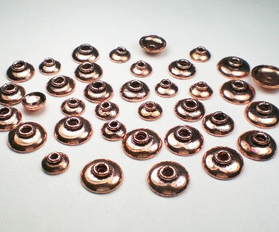 Low Dome Solid Copper Bead Caps, 8mm, 10mm or 12mm Plain Bead Caps 12…