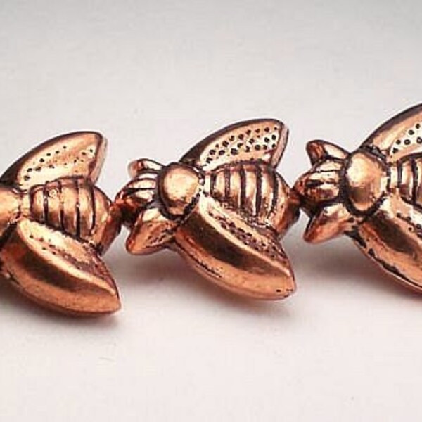 4 Genuine Copper Bee Beads 17mm GC-248