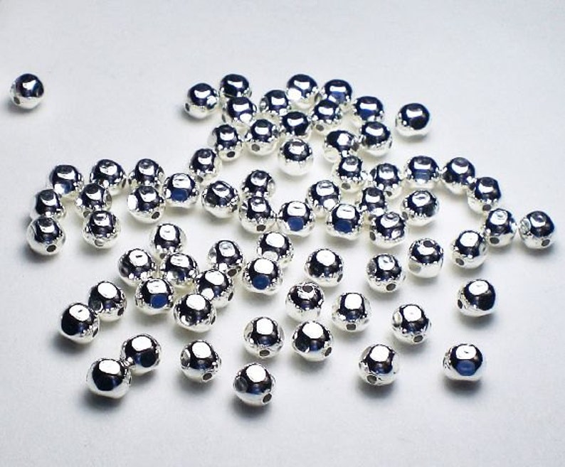 3mm Sterling Silver Beads Faceted Round 50 pcs S-148