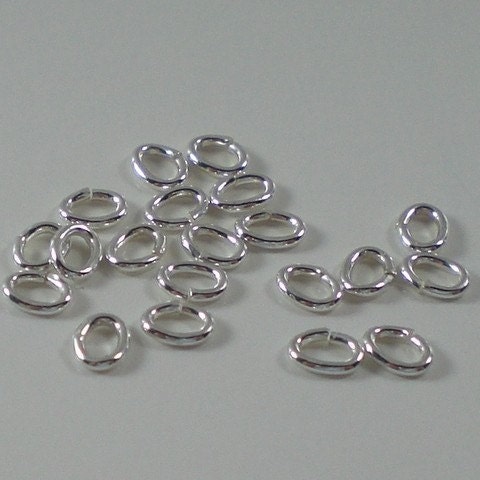 Tiny Sterling Silver Oval Open Jump Rings 3mm x 4mm, 21 Gauge, 30 pcs…