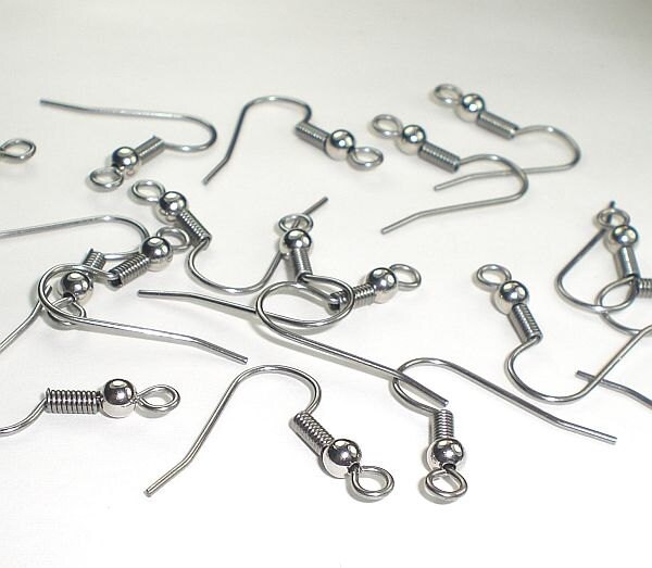 Stainless Steel Ear Wires with Ball and Coil 20 Pairs (40 pieces) Hyp…