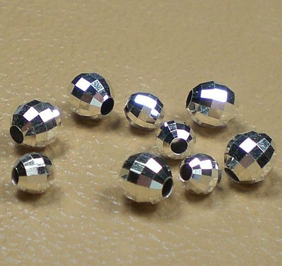 4mm Sterling Silver Mirror Beads Round Beads Disco Beads Etsy