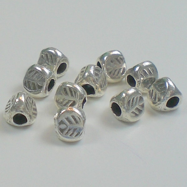 Spacer Beads 4mm Triangular Leaf Design Hill Tribe Fine Silver Silver 10 pcs. HT-142