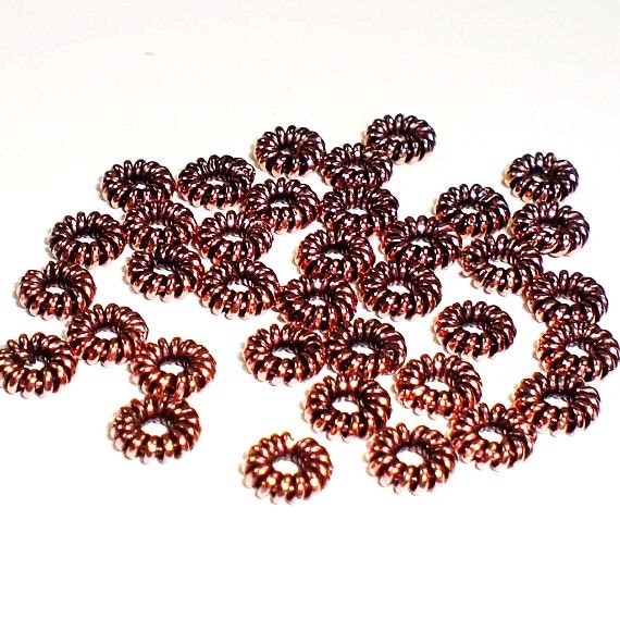Round Coiled Ring 4mm Pure Copper Spacer Beads 50 pcs GC-139