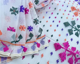 Handcrafted Muslin Jamdani Saree: Bengal Festive Wear