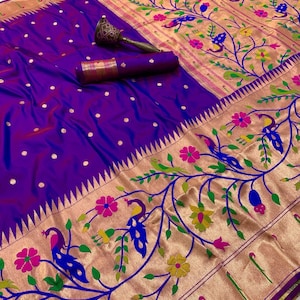 Pure Silk Paithani Saree: Handwoven Peacock Zari Pallu