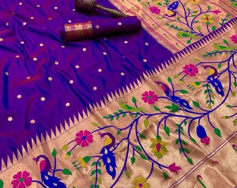 Pure Silk Paithani Saree: Handwoven Peacock Zari Pallu