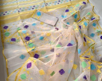 Handcrafted Muslin Jamdani Saree: Bengal Festive Wear