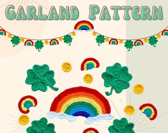 St. Patrick’s Day Crochet Garland Pattern | No-Sew Clover Crochet Bunting | PDF Instant Download | No-Sew Crochet Shamrock Garland Pattern