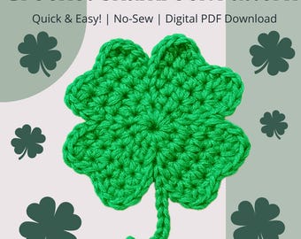 No-Sew Shamrock Crochet Pattern: Seamless Four Leaf Clover (PDF Download)