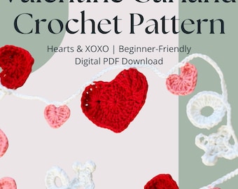 Crochet Valentine Garland Pattern: Hearts & XOXO Banner (PDF Pattern)