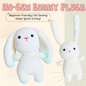 No-Sew Bunny Crochet Pattern - Easter Bunny Plushie PDF - Quick & Easy Amigurumi Pattern - Beginner Crochet Plush - No-Sew Stuffed Animal
