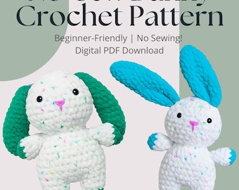 No-Sew Bunny Crochet Pattern: Beginner Plush Amigurumi (PDF Pattern)