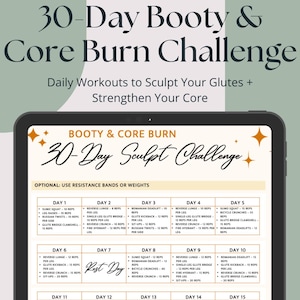 30-Day Booty & Core Challenge: Home Workout Plan (Printable PDF)