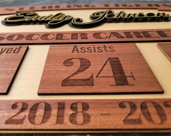 Premium Wrestling Stat Board Display Showcase Athlete Achievement Annual Highlights Wrestling Statistics Custom Design Pins Wins Takedowns