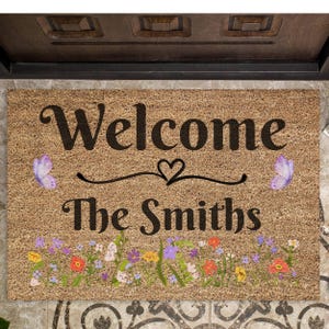 Welcome Door Mat Entrance Sign Family Name Entrance Rug Housewarming Gift Custom Design Welcome Entrance Front Door Family Entrance New Home