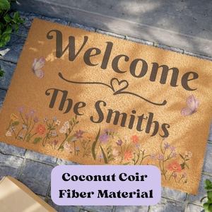 Family Name Entrance Welcome Mat Front Door House Entrance Custom Design Welcome Rug New Home Entrance Sign Family Name Wedding Gift Set