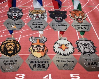 Custom Track Athlete Medal Mascot Design Special Award Recognition Premium Award Athletic Achievement Stainless Steel Personalized Trophy