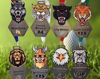 Custom Golf Sports Medal Special Award Premium Quality Stainless Steel Hexagon Design Athletic Recognition Team Achievement Championship