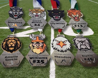 Personalized Football Medal Custom Design Mascot Award Recognition Item Special Achievement Premium Quality Stainless Steel Sports Trophy