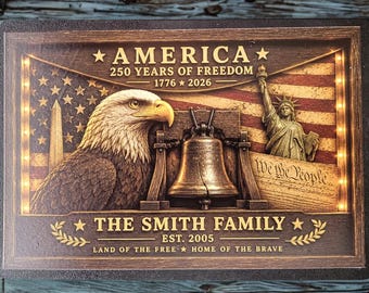 Patriotic Light Box Led Display American Flag Eagle Art Veteran Memorial Military Family Personalized Gift Independence Anniversary Freedom