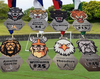 Custom Soccer Sports Medal Special Award Premium Quality Stainless Steel Hexagon Design Athletic Recognition Team Achievement Championship