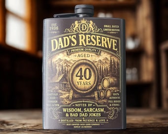 Personalized Dad Flask UV Printed Stainless Steel Whiskey Holder Custom Design Vintage Label Groomsman Gift Dad Birthday Present For father