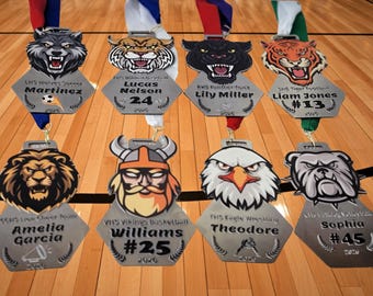 Basketball Medal Custom Player Special Award Premium Quality Recognition Team Achievement Trophy Design Hexagon Steel Stainless Large Size