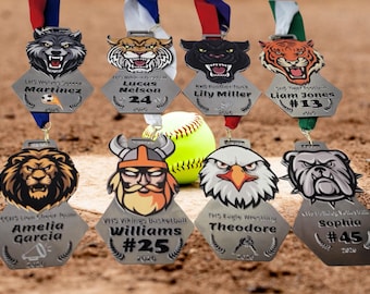 Custom Softball Sports Medal Special Award Premium Quality Stainless Steel Hexagon Design Athletic Recognition Team Achievement Championship