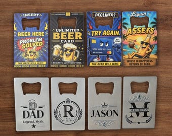 Father's Day Gift Bottle Opener Card Wallet Size Pocket Tool Stainless Steel Beer Drinker Gift  Personalized Dad Funny Present Groomsmen