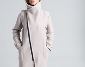 Stylish Jacket Asymmetric Jacket Trench Coat Wool Jacket High Collar Coat Nude Coat Winter Coat Marcellamoda - MC0786