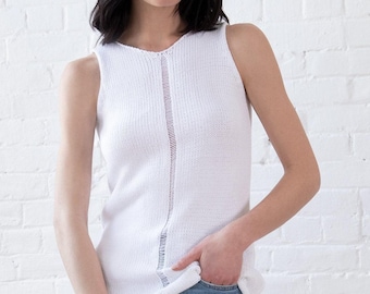 FINAL SALE Loose Knit Blouse, Ribbed Crocheted Top, Sleeveless Blouse, Sheer Day Top, Long Blouse, Chiara Sweater, Marcella - MB1277