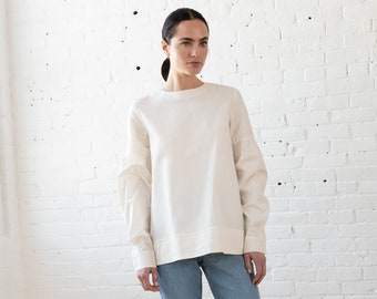 FINAL SALE Long Puff Sleeve Top, Long Sleeve Blouse, Loose Spring Blouse, Minimalist Sweatshirt, Monroe Top, Marcella - MB1267